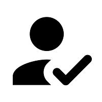 profile of a person with a check mark