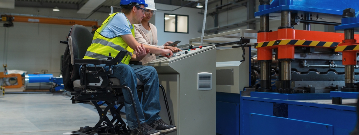 female manager training employee with a disability