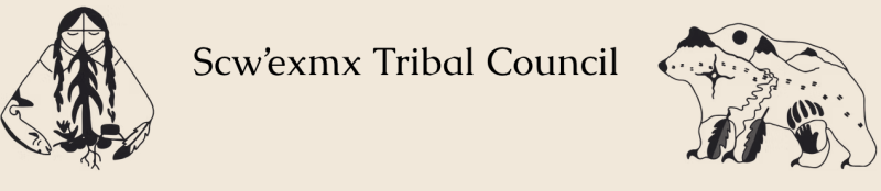 scw'exmx tribal council logo, person on left, animals on the right