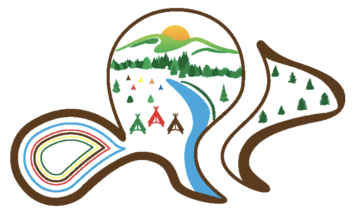 doig logo, river going through trees and mountain