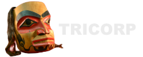 tricorp logo, mask on the left