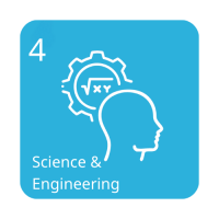 Drawing of person next to maths icon with the words science and engineering below