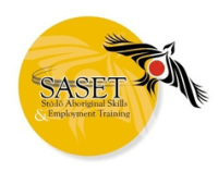 SASET logo, yellow circle with bird flying