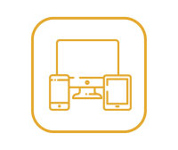 Gold icon of computer, phone and tablet