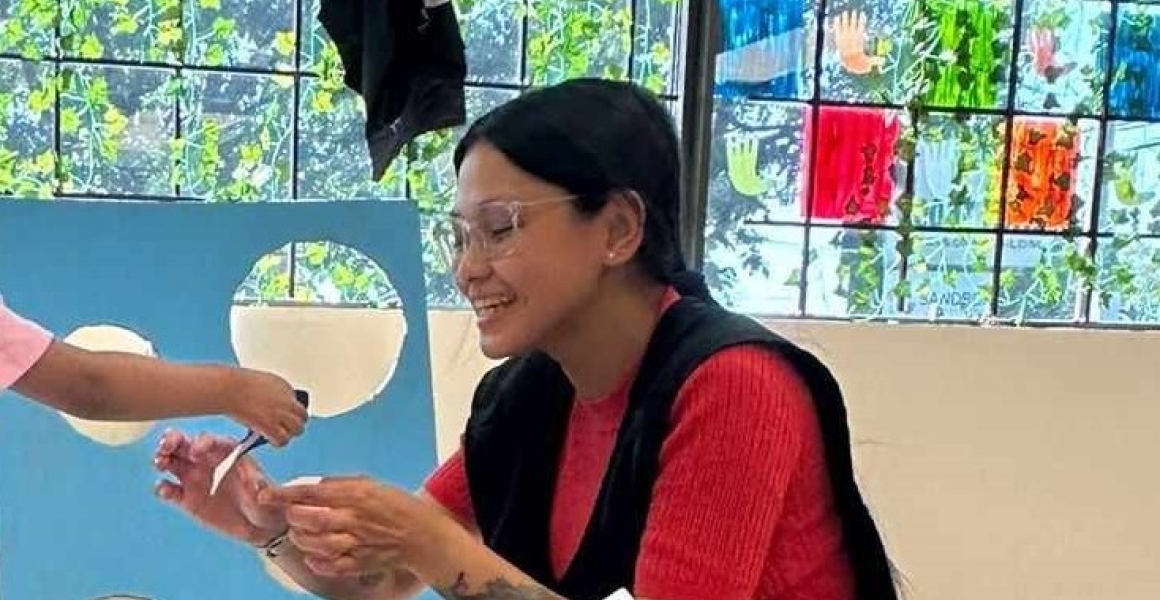 person doing arts and crafts