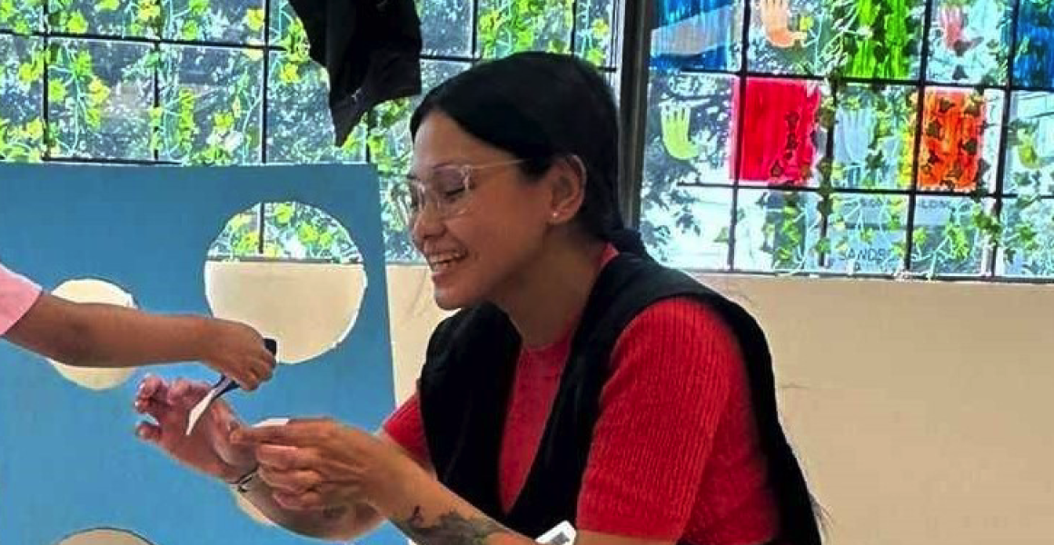 person doing arts and crafts