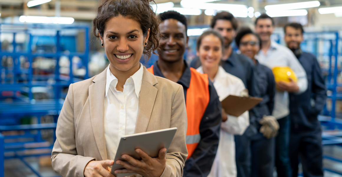 team of staff in a warehouse