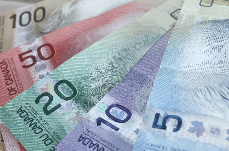 closeup of canadian dollar bills