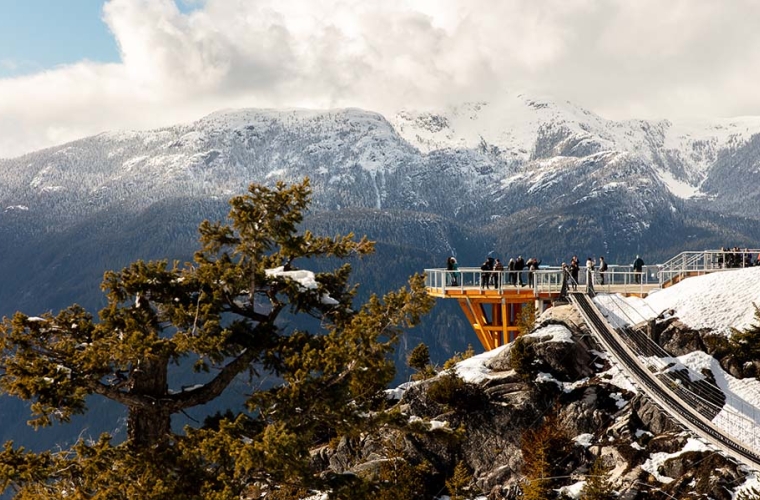 snowy lookout in Squamish