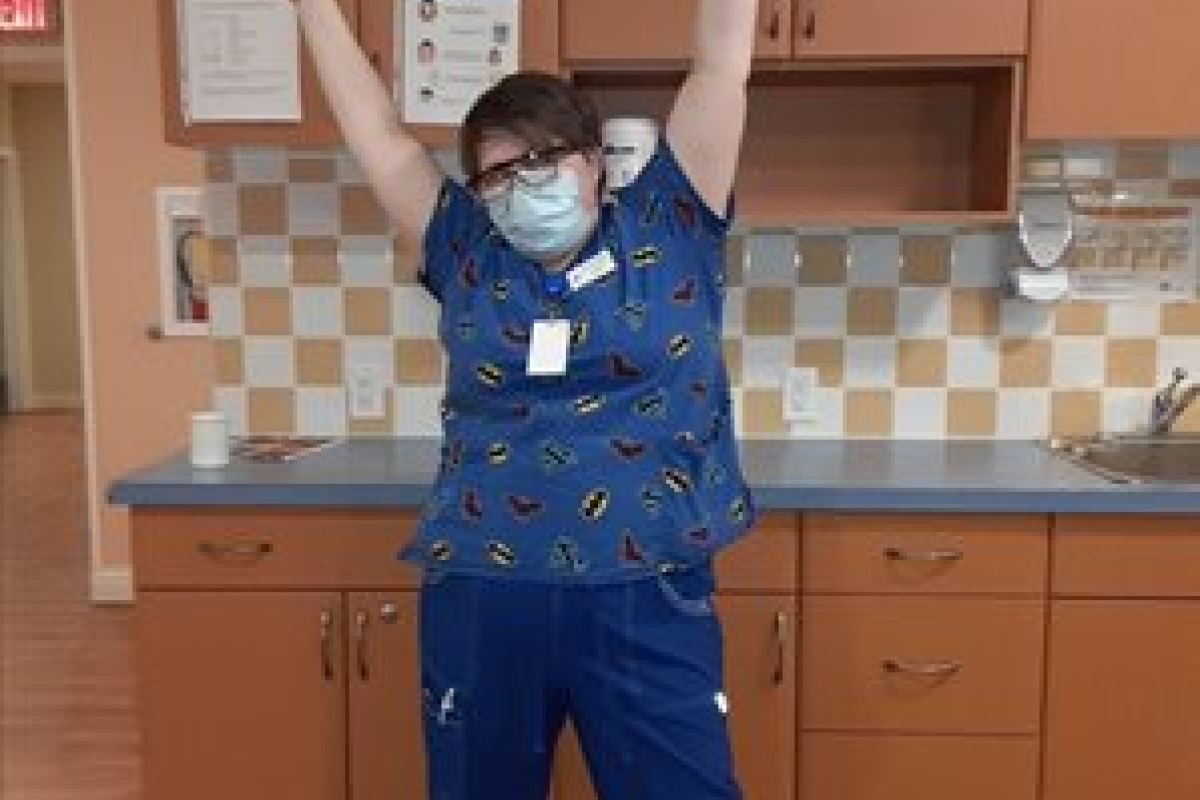 Louanne at her new job. 