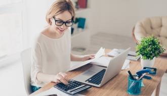 woman working on laptop